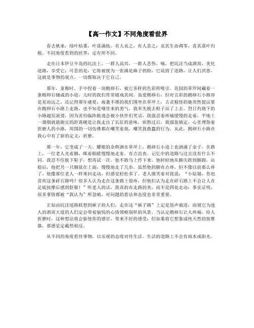 【高一作文】不同角度看世界