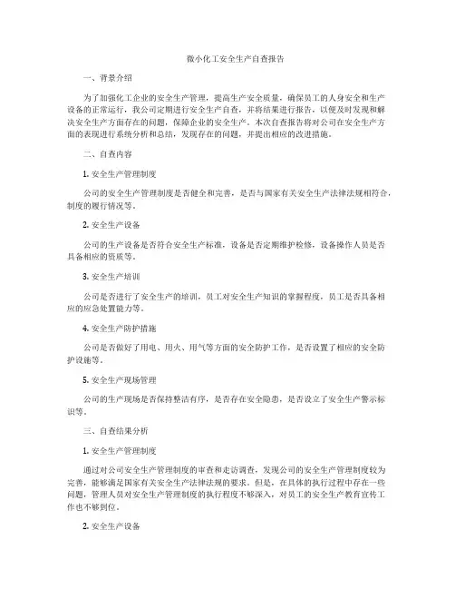 微小化工安全生产自查报告