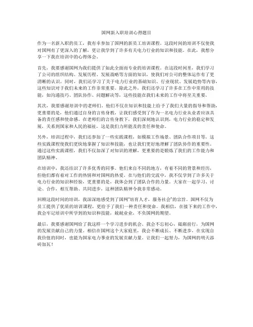 国网新入职培训心得题目