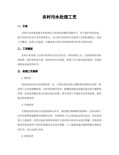 农村污水处理工艺