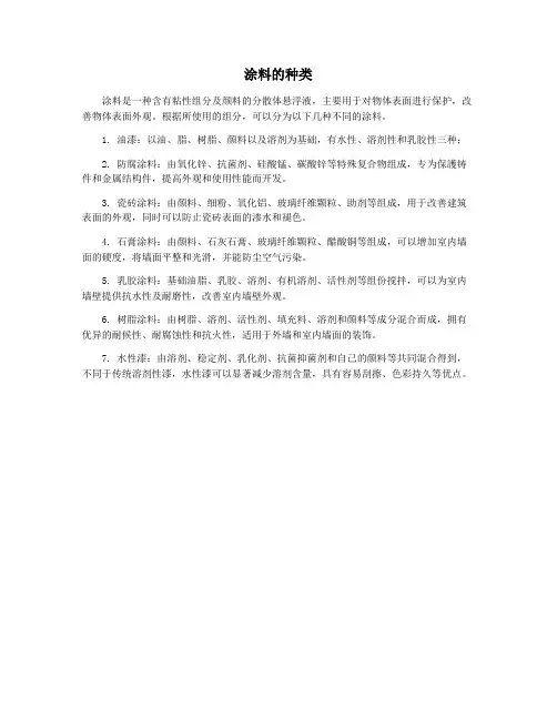 涂料的种类