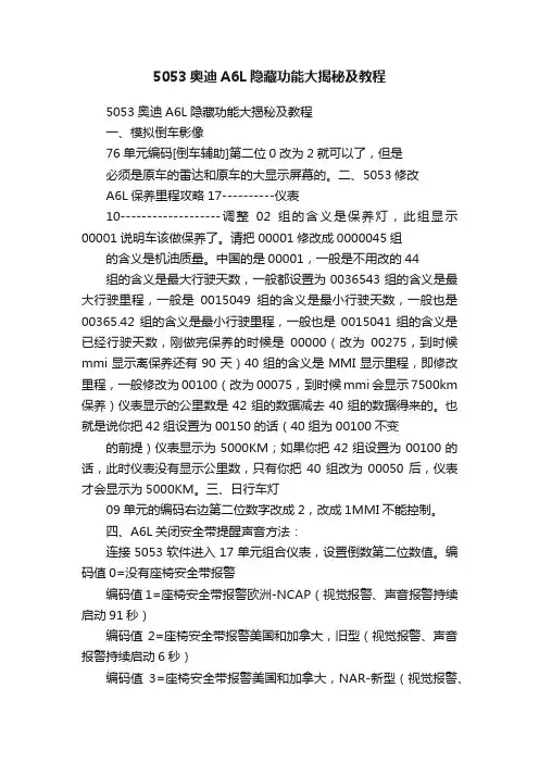 5053奥迪A6L隐藏功能大揭秘及教程