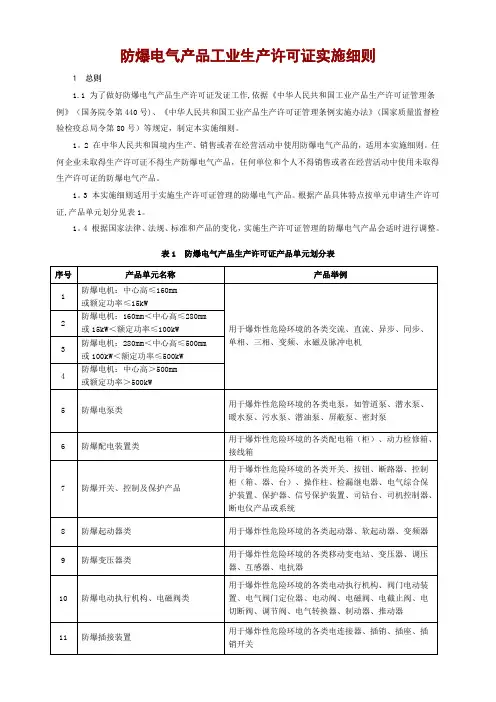 防爆电气产品工业生产许可证实施细则