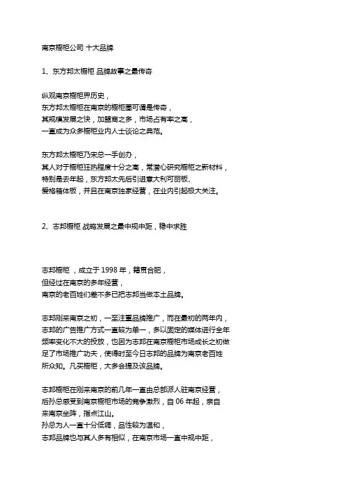南京橱柜公司 十大品牌