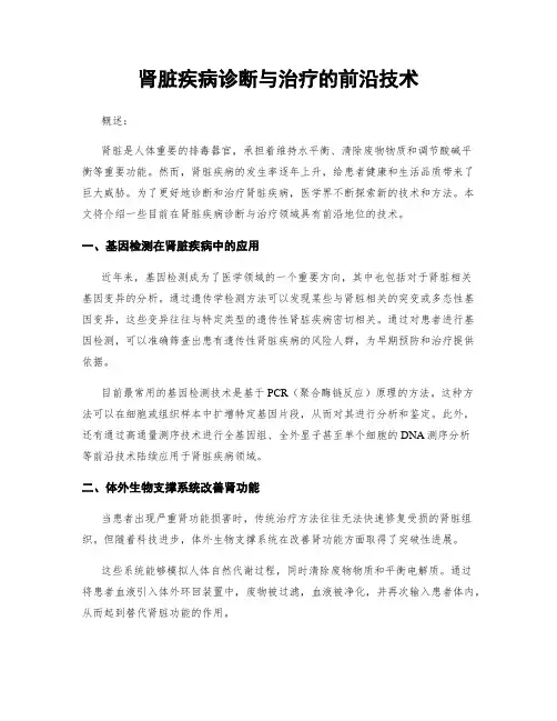 肾脏疾病诊断与治疗的前沿技术