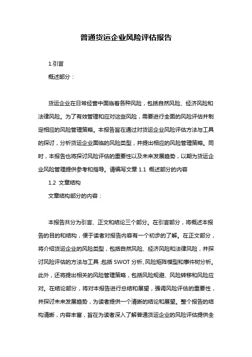 普通货运企业风险评估报告