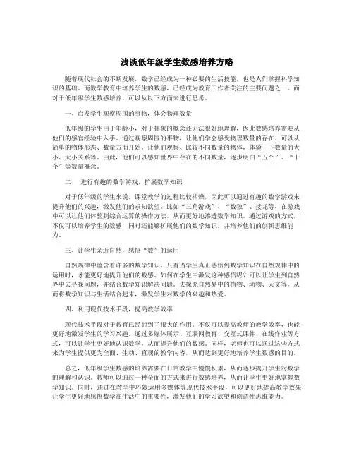 浅谈低年级学生数感培养方略