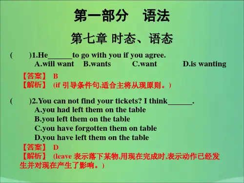 2020版高考英语高职总复习同步练习课件：第一部分 语法 第七章 时态、语态(共47张PPT)