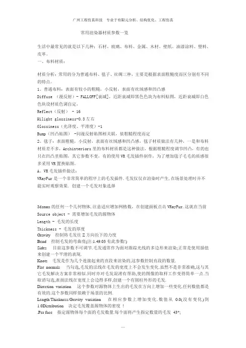 常用渲染器材质参数一览