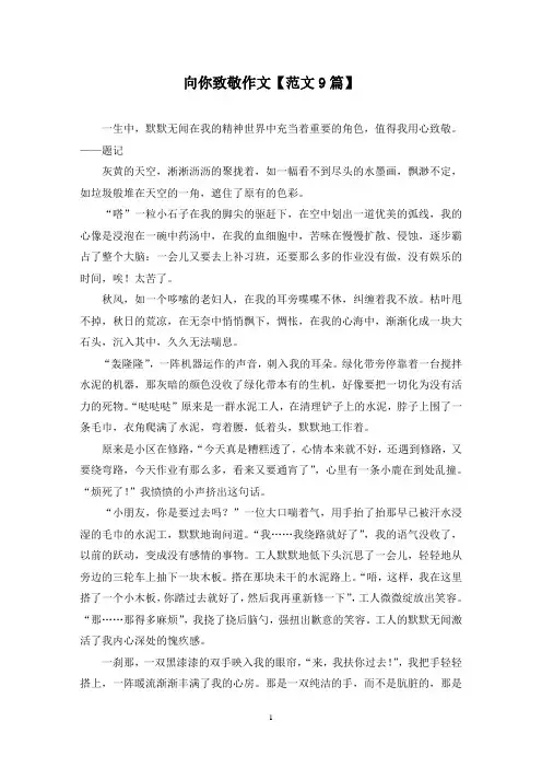 精选向你致敬作文【范文9篇】