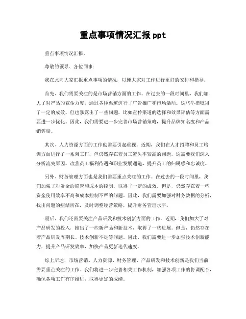 重点事项情况汇报ppt