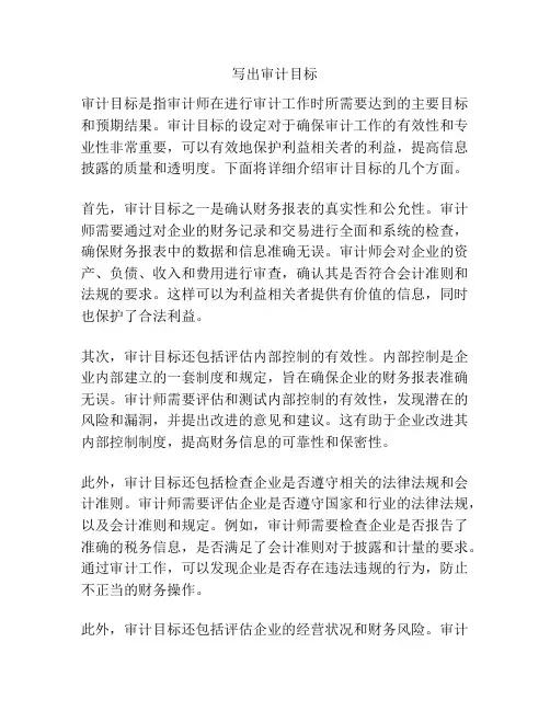 写出审计目标