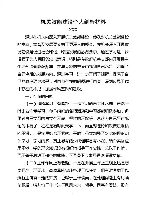 效能建设剖析材料