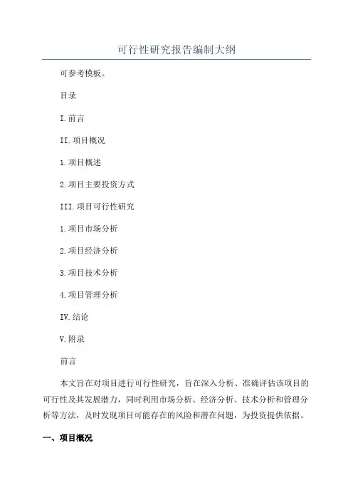 可行性研究报告编制大纲