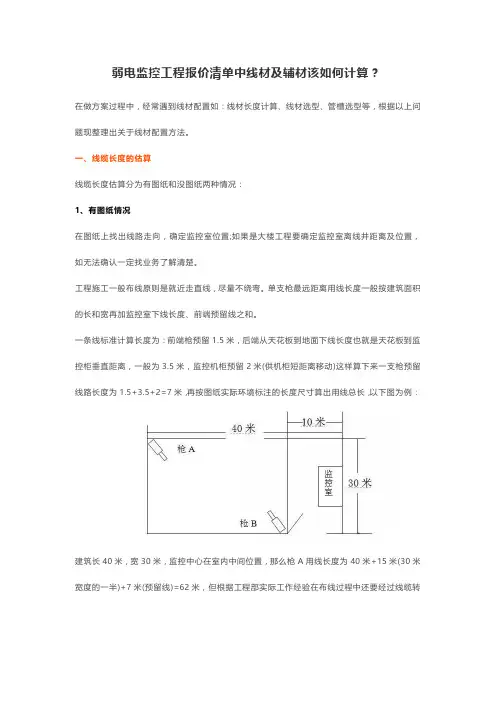 弱电监控工程报价清单中线材及辅材该如何计算