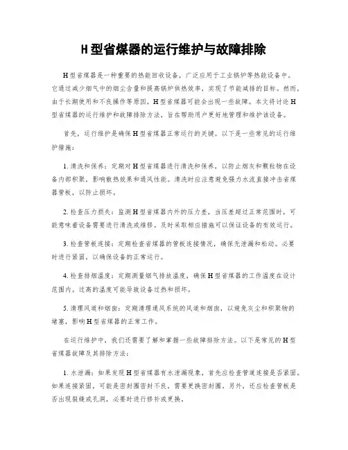 H型省煤器的运行维护与故障排除