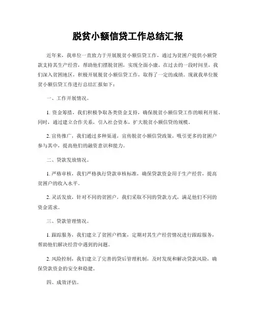 脱贫小额信贷工作总结汇报
