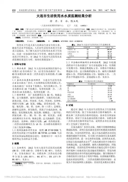 大连市生活饮用水水质监测结果分析_徐丹
