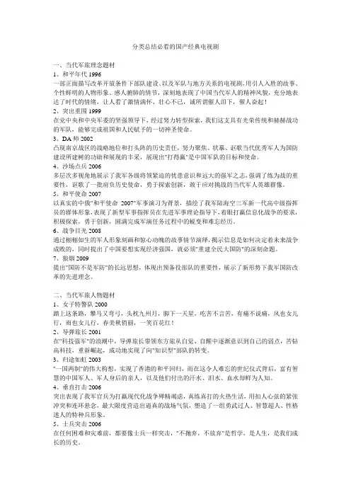 分类总结必看的国产经典电视剧