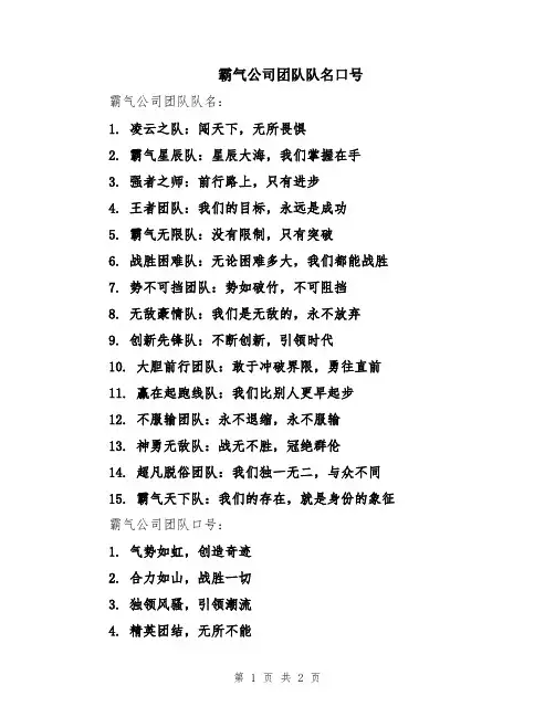 霸气公司团队队名口号