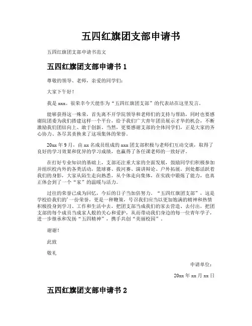 五四红旗团支部申请书