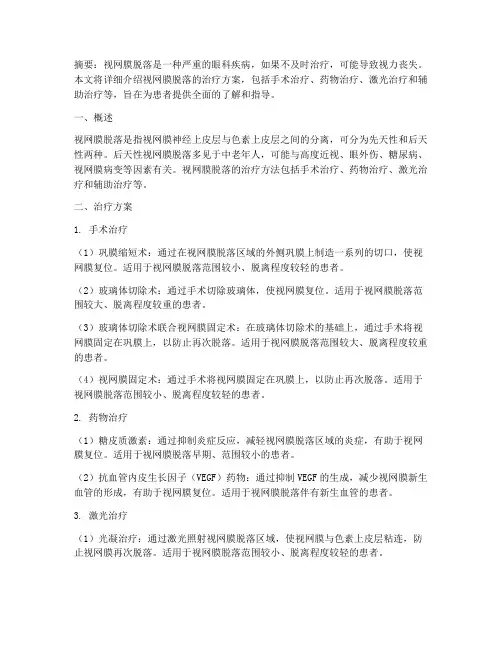 视网膜脱落的治疗方案