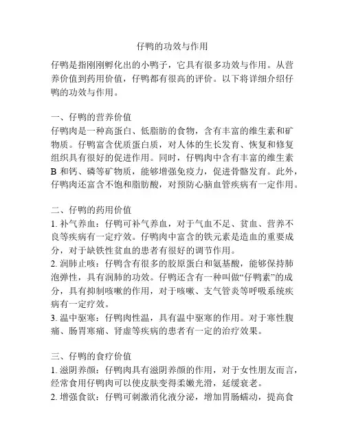 仔鸭的功效与作用