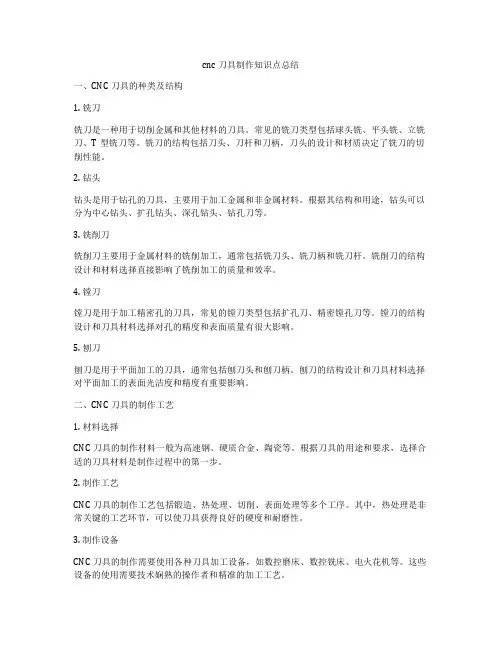 cnc刀具制作知识点总结