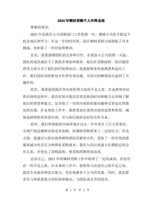 2024年钢材采购个人年终总结