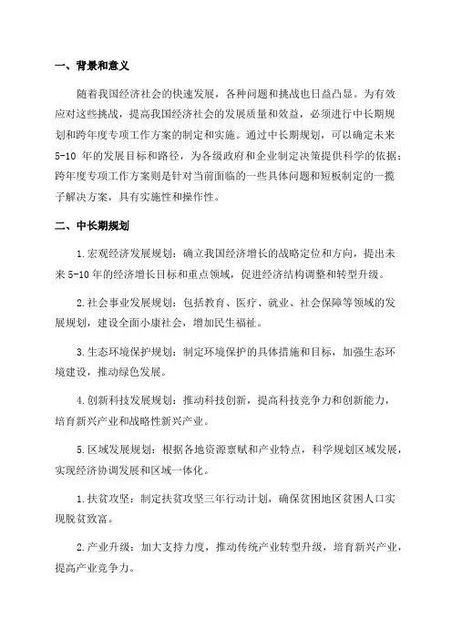 中长期规划和跨年度专项工作方案