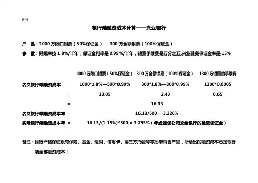 银行端融资成本计算