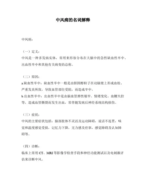 中风病的名词解释