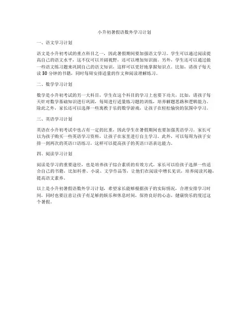 小升初暑假语数外学习计划