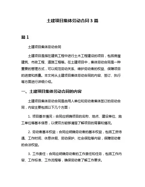 土建项目集体劳动合同3篇