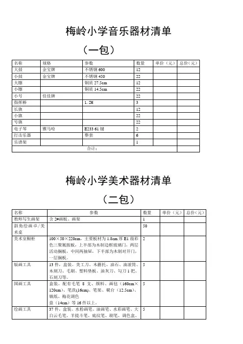 梅岭小学音乐器材清单