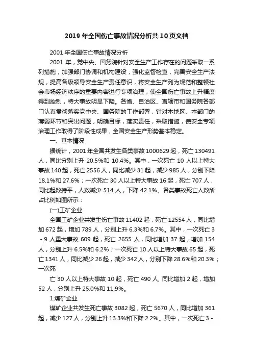 2019年全国伤亡事故情况分析共10页文档
