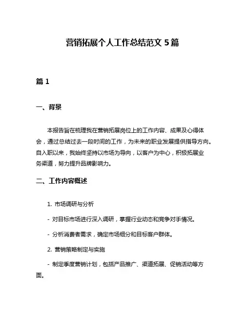 营销拓展个人工作总结范文5篇