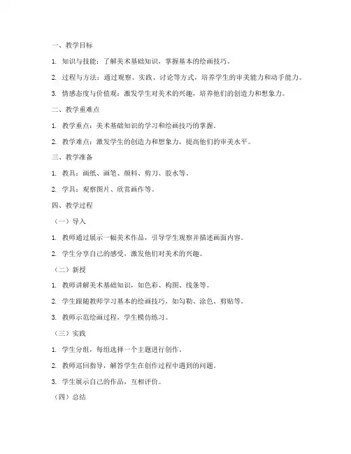 美术小学面试教案万能模板