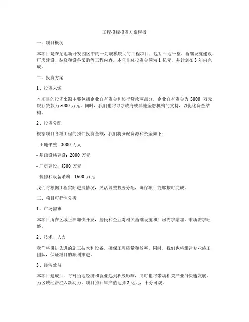 工程投标投资方案模板