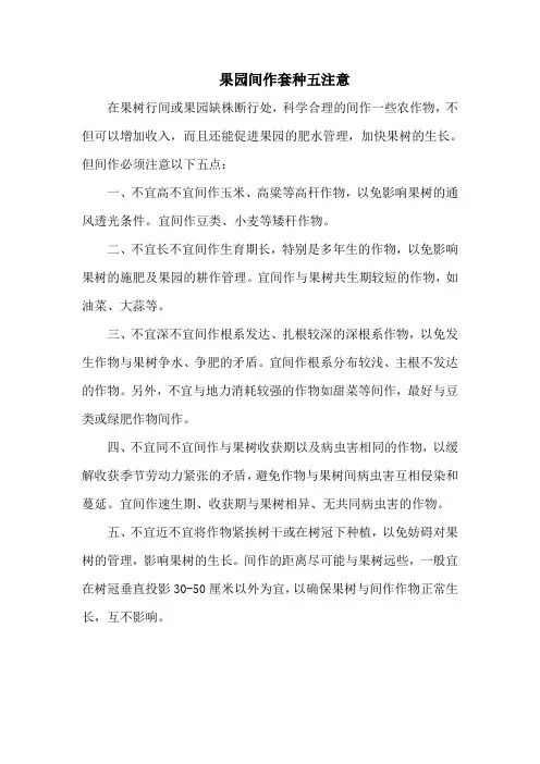 果园间作套种五注意