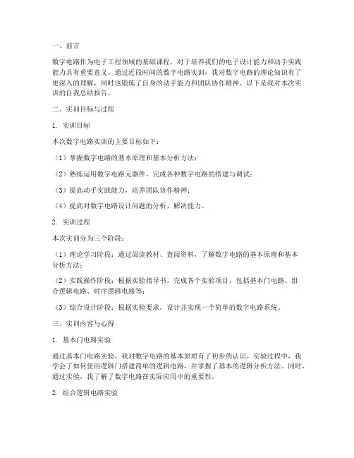数字电路实训自我总结报告