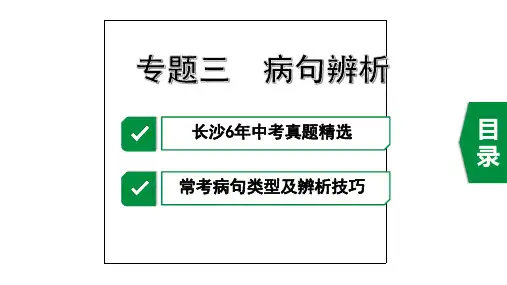 2020年长沙中考语文复习专题三  病句辨析