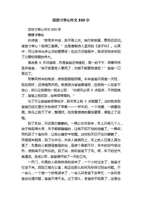 悠悠寸草心作文800字