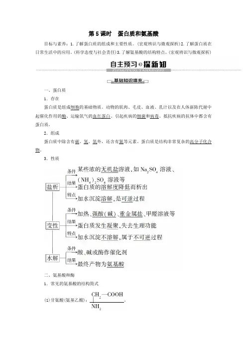 2019_2020年高中化学专题3第2单元第5课时蛋白质和氨基酸教案苏教版必修2