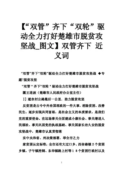 【“双管”齐下“双轮”驱动全力打好楚雄市脱贫攻坚战_图文】双管齐下近义词