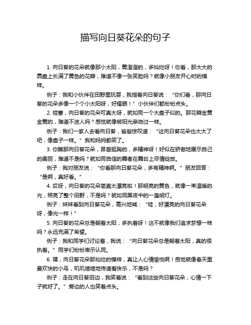 描写向日葵花朵的句子