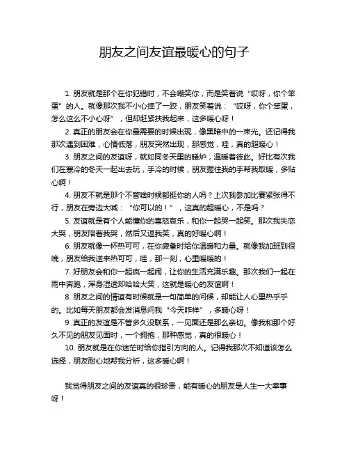朋友之间友谊最暖心的句子