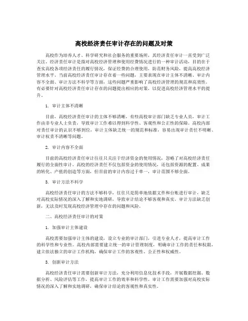 高校经济责任审计存在的问题及对策