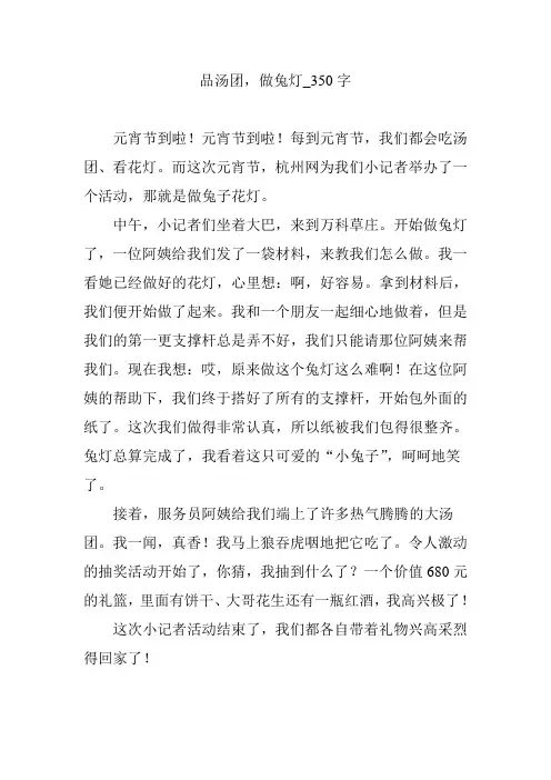 品汤团,做兔灯_350字