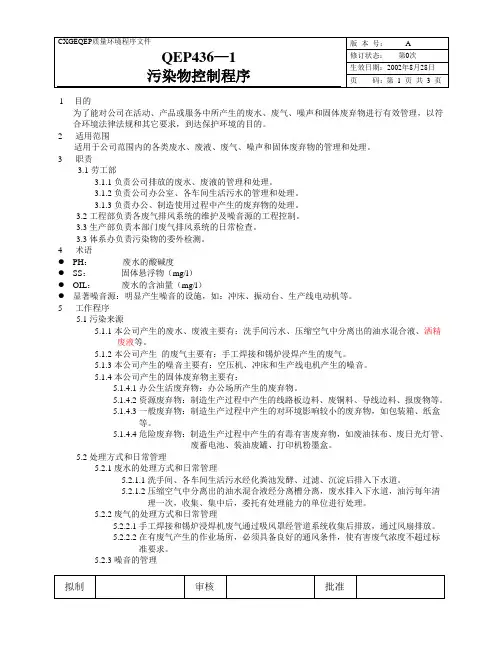 污染物控制程序